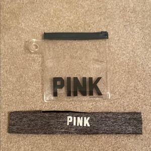 PINK Clear Pouch and Headband Set